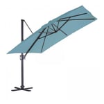 Parasol en Aluminium à Pied Déporté de 3 x 3 m Bleu Pétrole - HOME MAISON - Carré - Manuel - A monter soi-même