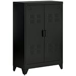 HOMCOM Armoire de Rangement métal Garde-Robe Caisson de Dossier Armoire Bureau sur Pied Style Industriel - 2 étagères - Noir