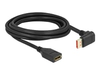 Delock - Displayport-Förlängningskabel - Displayport (Hane) Nedåtvinklad Till Displayport (Hona) - Displayport 1.4 - 3 M - 8K60 Hz (7680 X 4320) Stöd - Svart