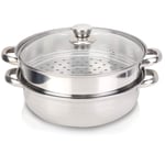 Stainless Steel Cookware 27cm/11in 2-Layer Steamer Pot Cooker Double Boiler Soup Steaming Pot Durable Steamers