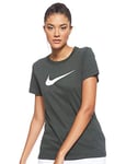 Nike W NK Dry Tee DFC Crew T-Shirt Femme Outdoor Green/HTR/Black FR : XS (Taille Fabricant : XS)