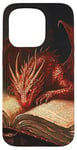 iPhone 15 Pro Aesthetic Gothic Red Dragon Reading Book Painting Bookish Case