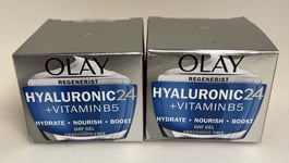 2x Olay Hyaluronic Acid 24 +Vitamin B5 Day Gel Moisturiser with Niacinamide 50ml