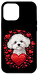 Coque pour iPhone 12 Pro Max Coeurs de Bichon Frisé pour la Saint-Valentin