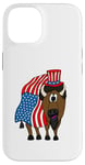 Coque pour iPhone 14 4 juillet USA Bison Drapeau américain Jour de l'indépendance Patriotique