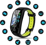 Montre Connectée Femmes Homme Enfant IP68 Etanche Bracelet Connecté Écran Coloré avec Cardio pour Android ios-Vert