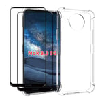 MMlife for Nokia 8.3 5G Case with Tempered Glass (2 Pieces) Slim Shock Absorption TPU Soft Edge Bumper with Reinforced Corners Transparent Protective Cover