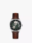 Hamilton H32675560 Men's Jazz Master Automatic Heartbeat Leather Strap Watch, Brown/Green