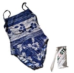 LACOSTE Swimsuit Swimming Costume 1 Piece Size XS Blue Floral New With Pouch