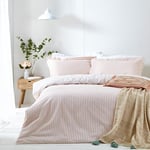 The Linen Yard Hebden Super King Duvet Cover Set, Cotton, Blush, Pink (HEBDEN/D04/BLS)