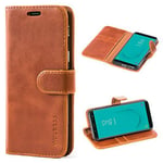 Mulbess Coque pour Samsung Galaxy J6 2018, Housse en Cuir, Etui PU Portefeuille, Support Rangements Porte-Cartes de Crédit, Fermeture Magnétique, Rétro Marron