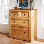 Corona 2+2 Drawer Rustic Bedroom Storage Chest