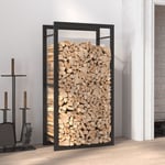 Bonnevie - Portant de bois de chauffage Porte-bûches - Abri de stockage pour jardin - Noir mat 50x28x94 cm Acier BV995709