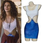 Film Pretty Woman Julia Roberts Cosplay Vivian Ward Sexig Blå Bar Midja Tie-dye Cutout Klänning L