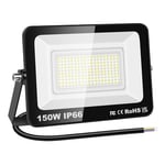 RIGIDON 1 Pcs Outdoor Flood LED Work Light, 150W 15000 Lumens Floodlight, Daylight Cold White Security Lights for Garden Yard Lawn Basketball Football Court Patio Landscape, IP66 Waterproof 6000K