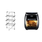 Black+Decker 63099 3-Tier Heated Clothes Airer Aluminium, Cool Grey, 140cm x 73cm x 68cm & Tower T17039 Xpress Pro 5-in-1 Digital Air Fryer Oven with Rapid Air Circulation, 60-Minute Timer