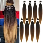 Braiding Hair Pre Stretched - 26 Inch Pre Stretched Braiding Hair 1B/30/27 Braiding Hair Soft Yaki Texture 8 Packs Crochet Hair Extensions Braids for Black Women (26 Inch(8Packs), 1B/30/27)