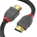 Lindy 15m Standard HDMI Cable, Anthra Line, Long Length, Gold Plated, Ethernet,