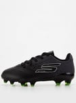 Skechers Toddler Razor Firm Ground Football Boots- Black/Silver, Black, Size 9, Men