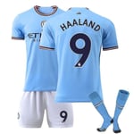 22-23 Ny säsong Manchester City nr 9 Haaland Jersey Dräkt 24(130-140CM)