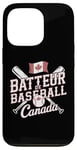 Coque pour iPhone 13 Pro Batteur de baseball Canada Feuille d'érable Drapeau canadien