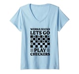 Womens Checkers Strategy Classic - Board Game Checkers V-Neck T-Shirt