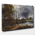 Big Box Art Canvas Print Wall Art John Constable Salisbury Cathedral from The Meadows | Mounted & Stretched Box Frame Picture | Home Decor for Kitchen, Living Room, Bedroom, Multi-Colour, 24x16 Inch