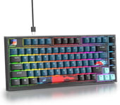 CLAVIER DE JEU MÉCANIQUE FILAIRE 75% REMPLAÇABLE À CHAUD,GASKET CLAVIER RÉTROÉCLAIRÉ RVB,TKL 82 TOUCHES PBT,CLAVIER COMPACT NKRO POUR WINDOWS ORDINATEUR PC GAMER(82 MONSTOR)[CLA170637]