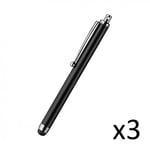 Grand Stylet x3 pour HTC Desire 10 lifestyle Smartphone Tablette Ecrire Universel Lot de 3 (NOIR)