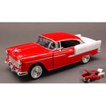 CHEVY BEL AIR 1955 RED/WHITE 1:24 MotorMax Auto Stradali Die Cast Modellino