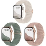 3-pack vävt Solo Loop-band kompatibelt med Apple Watch-band 40 mm, 38 mm, 41 mm för kvinnor och män, justerbart nylon, elastiskt, sportband B B 42/44/45/49mm