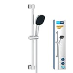 GROHE Vitalio Comfort 110, Ensemble de douche avec Douchette 3 jets, Barre de Douche 60cm, Flexible de douche 1,75m, Economie d'Eau, A coller avec GROHE QuickGlue ou à visser, Chromé, 26096001