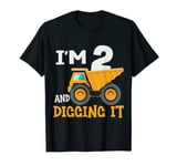 Two 2nd Birthday Boy Digger Boy Construction 2 Years Old T-Shirt