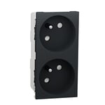 Schneider Electric - Unica - Prise Double 2P+T - FR - 45° - Connexion Rapide - Anthracite - méca Seul - NU306954