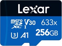 633x Carte Micro SD 256 Go, Carte microSDXC UHS-I + Adaptateur SD, Jusqu'à 100 Mo/s en Lecture, A1, C10, U3, V30, Carte TF pour Smartphone/Tablette/Caméra Surveillance (LMS0633256G-BNAAA)