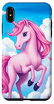 iPhone XS Max Pink Unicorn with Clouds and a Bright Rainbow Case