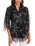 Gyabnw Tunique Femme Longue Chic Blouse Haut Ample Manche 3/4 Tunic Été Chic Tunique Shirt Décontracté