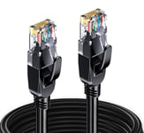 12m Câble Réseau Ethernet RJ45 Cat 7, Paire Torsadée Blindée SFTP 100% Cuivre, 6mm Diamètre de Câble, 28 AWG Câble Rond & Noir (12M).[G468]