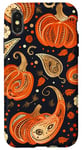 Coque pour iPhone X/XS Orange Paisley Citrouille Motif Automne Décor