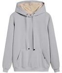 Maeau - Femme Hiver Sweatshirt Polaire Laine de Mouton Sweat à Capuche Manches Longues avec Poches Pull Top Chaud Sport Manteau - Gris Clair - XXL