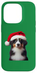 iPhone 14 Pro Miniature American Shepherd With Santa Hat Christmas Xmas Case