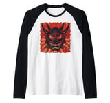 Oni Yokai Devil Mask Japanese Art Samurai Ukiyo-e Raglan Baseball Tee