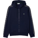 Lacoste Logo Stripe Full Zip Hettegenser Herre - Marinen - str. XL