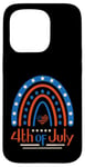 Coque pour iPhone 15 Pro 4 juillet 4 juillet arc-en-ciel blanc bleu rouge patriotique