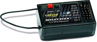 Carson 500501537 Modellsport Reflex Stick 2 6-Channel Receiver 2.4GHz Plug-in System Graupner/JR, Black