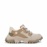 Timberland Womenss Low Lace Up Sneakers in Beige material_Leather - Size UK 6