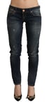 ACHT Jeans Bleu Délavé Coton Taille Basse Jeans Skinny Femme Pantalon W26