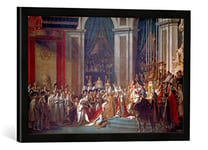 'Image encadrée de Jacques Louis David "couronnement Napoléon Ier et Josephines dans notre dame Paris avec pape Pie VII Impression d'art dans le cadre de haute qualité Photos fait main,, 60 x 40 cm, noir mat