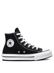 Converse Junior Girls Eva Lift Canvas Hi Top Trainers - Black, Black/White, Size 4.5