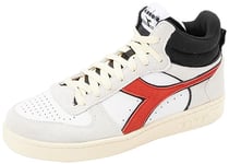 Diadora Mixte Magic Basket Demi Cut Suede Leather Chaussure de Gymnastique, White Ferrari Red Italy, 44 EU